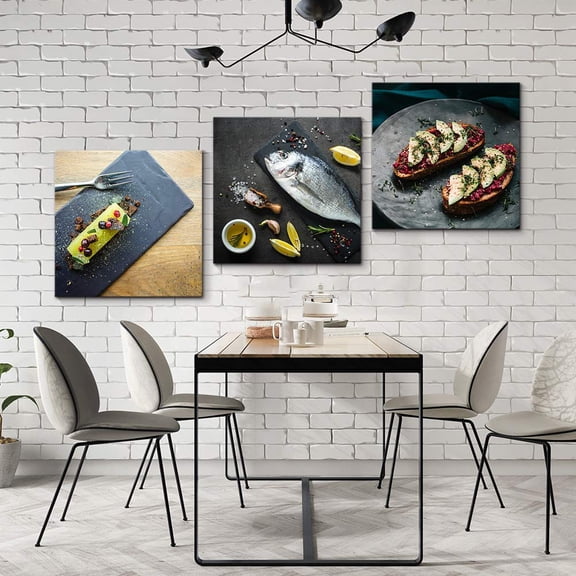 wall26 3 Panel Canvas Wall Art Delicious Food Pictures Home Wall Decorations for Bedroom Living Room Paintings Canvas Prints Framed - 12"x12"x3 Panels