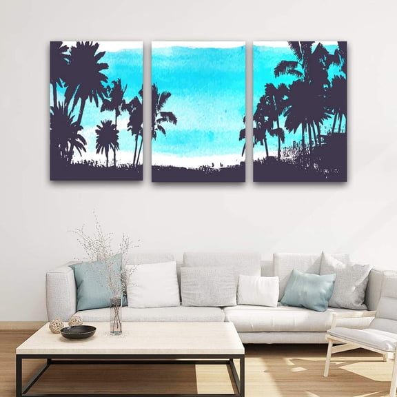 wall26 3 Panel Canvas Wall Art Gorgeous Palm Trees Pictures Home Wall Decorations for Bedroom Living Room Paintings Canvas Prints Framed - 16"x24" x 3 Panels