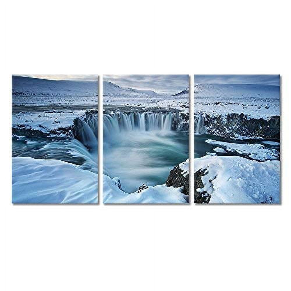 wall26 3 Panel Canvas Wall Art Landscape Waterfall from Melted Snow