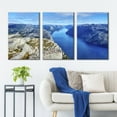 thumbnail image 1 of wall26 - 3 Panel Canvas Wall Art - Majestic Natural Landscape Triptych Canvas Series - Blue Channel River - Giclee Print Gallery Wrap Modern Home Art Ready to Hang - 16"x24" x 3 Panels, 1 of 4