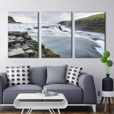 wall26 - 3 Panel Canvas Wall Art - Majestic Natural Landscape Triptych Canvas Series - Long Exposure Rapids - Giclee Print Gallery Wrap Modern Home Art Ready to Hang - 24&quot;x36&quot; x 3 Panels