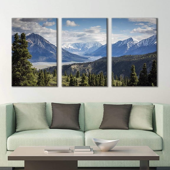 wall26 - 3 Panel Canvas Wall Art - Majestic Natural Landscape Triptych Canvas Series - Panoramic View of Mountains - Giclee Print Gallery Wrap Modern Home Art Ready to Hang - 16"x24" x 3 Pa