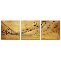 wall26 3 Panel Canvas Wall Art Music Note Pictures Home Wall Decorations for Bedroom Living Room Paintings Canvas Prints Framed - 16"x16"x3 Panels