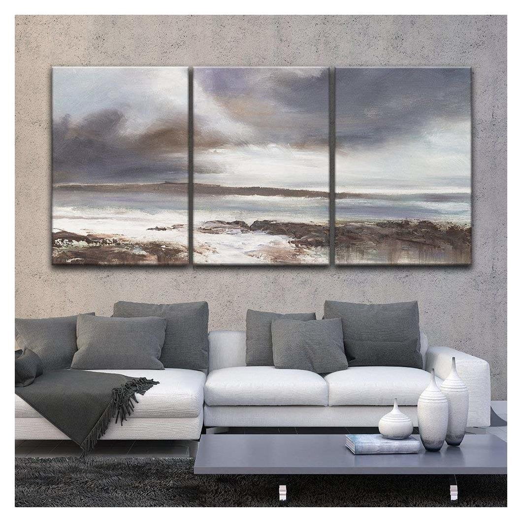 wall26 - 3 Panel Canvas Wall Art - Oil Painting Style Coastal Landscape ...