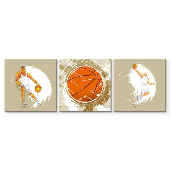 wall26 3 Panel Canvas Wall Art Play Basketball Pictures Home Wall Decorations for Bedroom Living Room Paintings Canvas Prints Framed - 24" 24" x3 Panels
