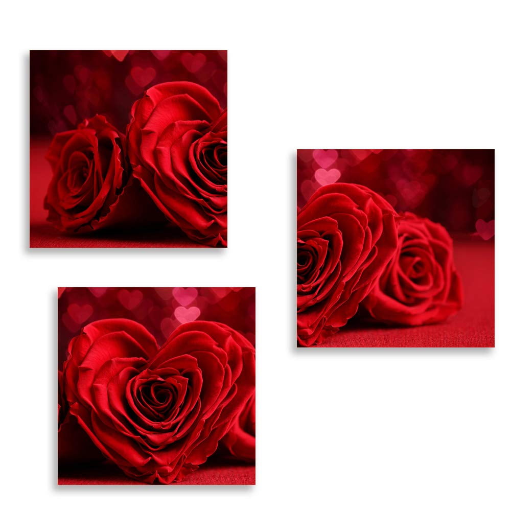 wall26 3 Panel Canvas Wall Art Romantic Rose Pictures Home Wall ...