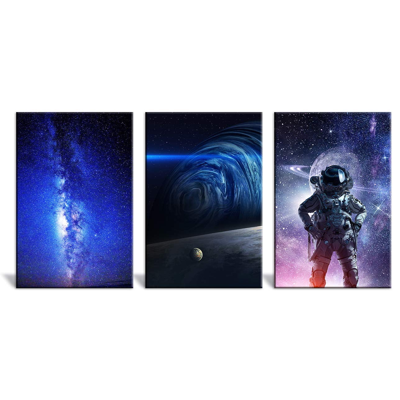 wall26 - 3 Panel Canvas Wall Art - Space Theme with The Universe and ...