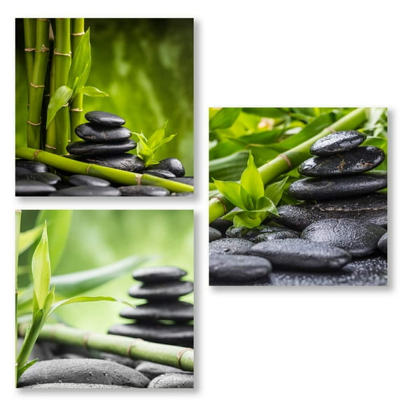 wall26 3 Panel Canvas Wall Art Stones in The Sand Pictures Home Wall Decorations for Bedroom Living Room Paintings Canvas Prints Framed - 12"x12"x3 Panels