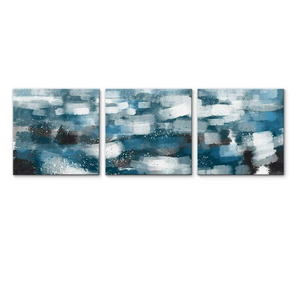 wall26 3 Panel Canvas Wall Art Teal Blue Abstract Pictures Home Wall Decorations for Bedroom Living Room Paintings Canvas Prints Framed - 16"x16"x3 Panels