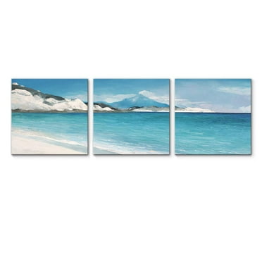 wall26 3 Panel Canvas Wall Art Teal Blue Abstract Pictures Home Wall Decorations for Bedroom Living Room Paintings Canvas Prints Framed - 24&quot; 24&quot; x3 Panels