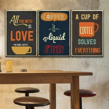 wall26 3 Panel Canvas Wall Art - Vintage Poster Style Coffee Art - Giclee Print Gallery Wrap Modern Home Art Ready to Hang - 24&quot;x36&quot; x 3 Panels