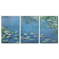 wall26 3 Panel Canvas Wall Art - Water Lilies, 1906 by Claude Monet - Giclee Print Gallery Wrap Modern Home Art Ready to Hang - 16"x24" x 3 Panels