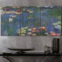 wall26 3 Panel Canvas Wall Art - Waterlilies by Claude Monet - Giclee Print Gallery Wrap Modern Home Art Ready to Hang - 16"x24" x 3 Panels