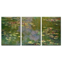 wall26 3 Panel Canvas Wall Art - Waterlilies by Claude Monet - Giclee Print Gallery Wrap Modern Home Art Ready to Hang - 16"x24" x 3 Panels