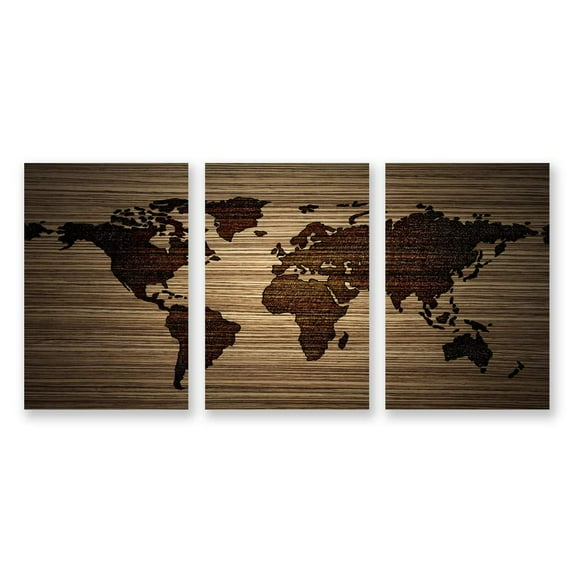 wall26 3 Panel Canvas Wall Art World Map Pictures Home Wall Decorations for Bedroom Living Room Paintings Canvas Prints Framed - 16"x24" x 3 Panels