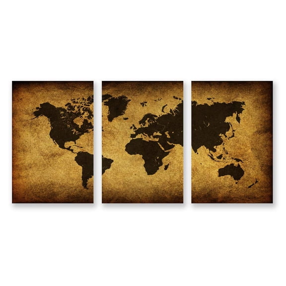 wall26 3 Panel Canvas Wall Art World Map Pictures Home Wall Decorations for Bedroom Living Room Paintings Canvas Prints Framed - 24"x36" x 3 Panels