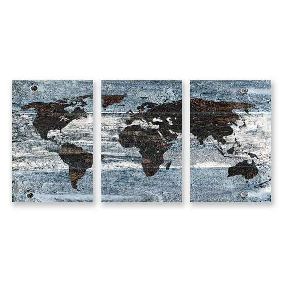 wall26 3 Panel Canvas Wall Art World Map Pictures Home Wall Decorations for Bedroom Living Room Paintings Canvas Prints Framed - 24"x36" x 3 Panels