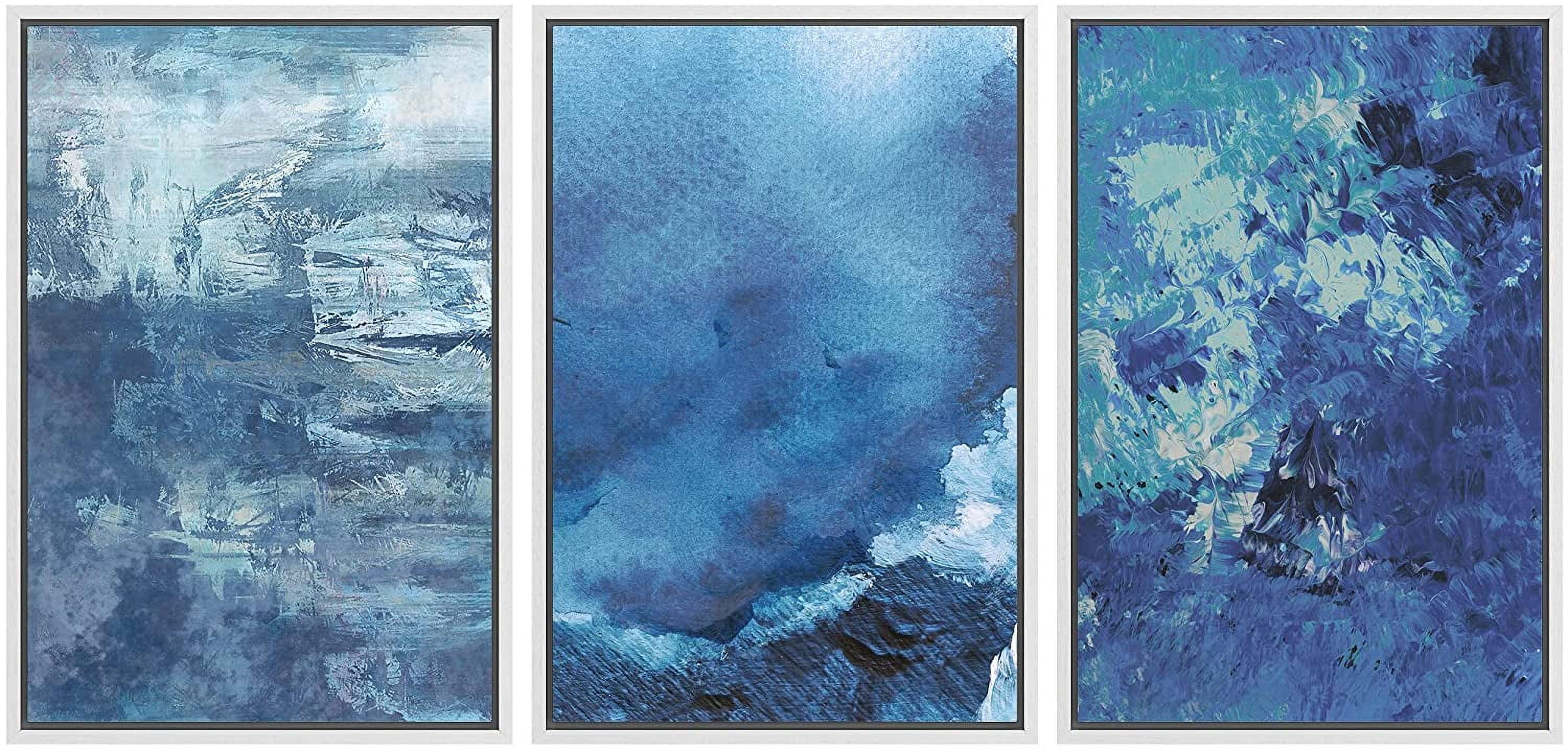 wall26 - 3 Panel Canvas Wall Art - Abstract Blue Artworks - Ready to ...