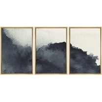 wall26-3 Panel Framed Canvas Wall Art - Black Ink Painting Style Abstract Artwork - Giclee Print Gallery Wrap Modern Home Art Ready to Hang - 16"x24"x3 Natural