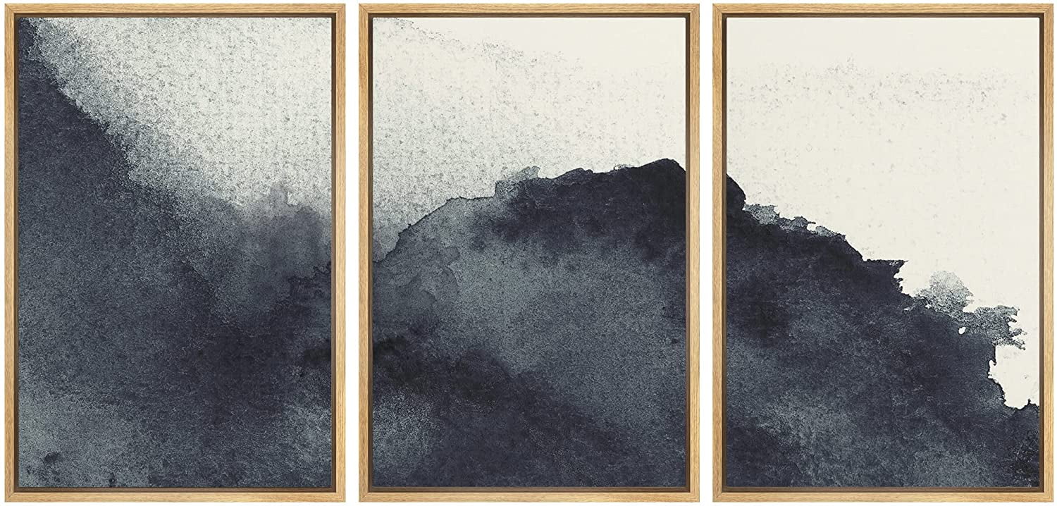 wall26-3 Panel Framed Canvas Wall Art - Black Ink Painting Style ...