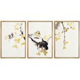 thumbnail image 1 of wall26-3 Panel Framed Canvas Wall Art - Chinese Ink Painting Style Birds on Tree Branch with Small Yellow Fruits - Giclee Print Gallery Wrap Modern Home Art Ready to Hang - 16"x24"x3 Natura, 1 of 5