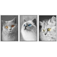 thumbnail image 1 of wall26 3 Panel Framed Canvas Wall Art - Cute Cats Partially Colored Eyes - Giclee Print Gallery Wrap Modern Home Art Ready to Hang - 24"x36"x3 White, 1 of 5