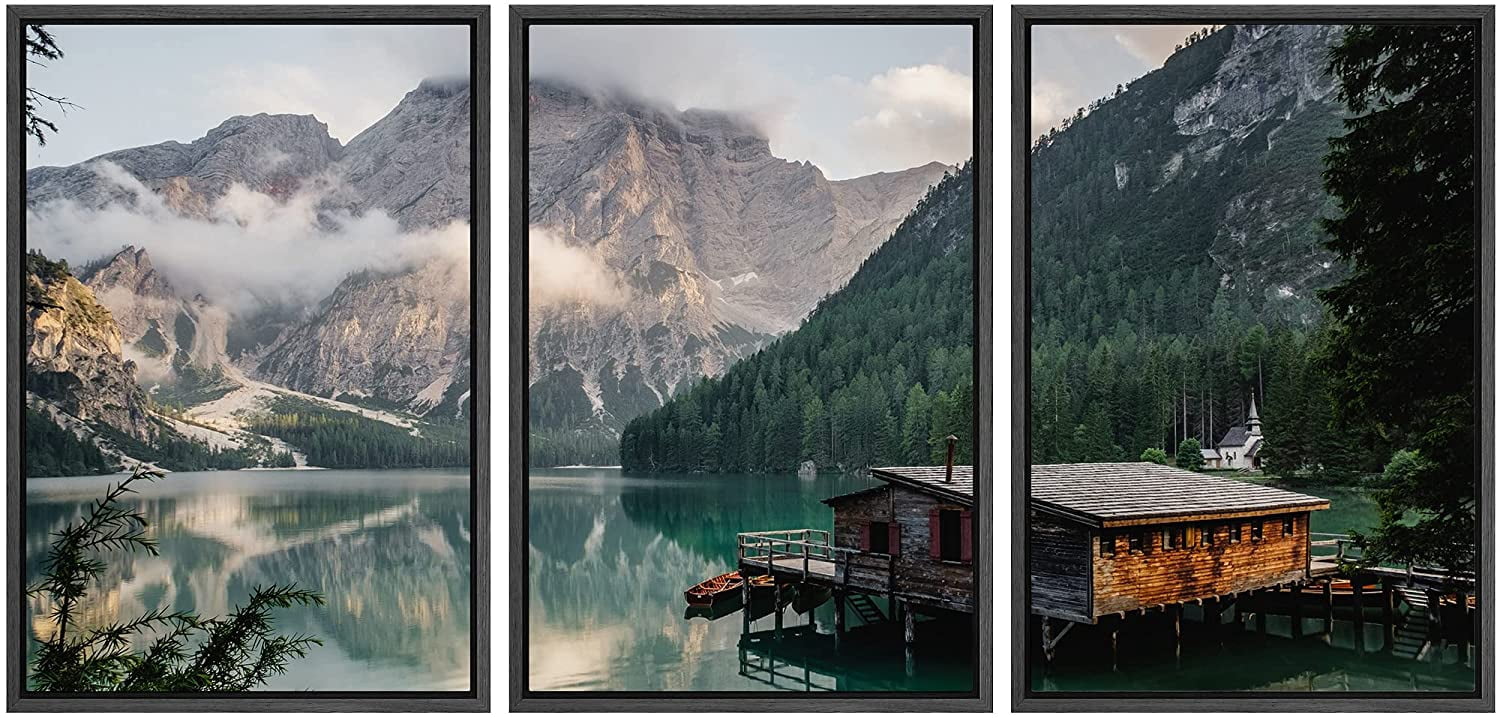 wall26 - 3 Panel Framed Canvas Wall Art - Majestic Natural Landscape ...