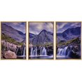 thumbnail image 1 of wall26 3 Panel Framed Canvass Wall Art - Landscape Waterfall in The Rocky Mountain - Giclee Print Gallery Wrap Modern Home Art Ready to Hang - 16"x24"x3 Natural, 1 of 5