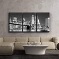 thumbnail image 1 of wall26 3 Piece Canvas Print - Contemporary Art, Modern Wall Art - Black and White Manhattan Skyline and Brooklyn Bridge - Giclee Artwork - Gallery Wrapped Wood Stretcher Bars 16"x24"x3 Pane, 1 of 4