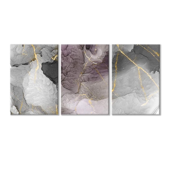 wall26-3 Piece Canvas Wall Art-Abstract Artwork Grey Ink Painting-Giclee Painting Wall Bedroom Living House Decoration Home Art - 24"x36" x 3 Panels