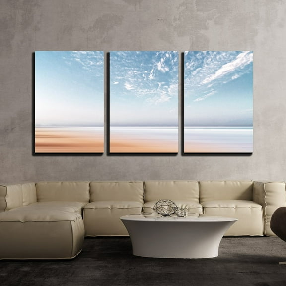 wall26 - 3 Piece Canvas Wall Art - Abstract Calm Ocean Under The Sky - Modern Home Art Stretched and Framed Ready to Hang - 16"x24"x3 Panels