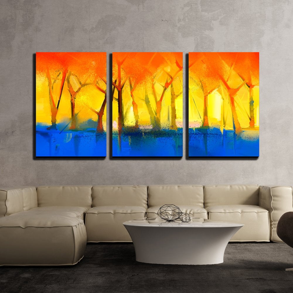 wall26 - 3 Piece Canvas Wall Art - Abstract Colorful Oil Painting ...