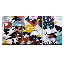 wall26 - 3 Piece Canvas Wall Art - Abstract Modern Graffiti Art - Modern Home Art Stretched and Framed Ready to Hang - 24"x36"x3 Panels