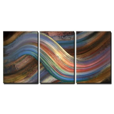 wall26 - 3 Piece Canvas Wall Art - Abstract Picture Showing a Symbolic Alternating Scenery - Modern Home Art Stretched and Framed Ready to Hang - 16&quot;x24&quot;x3 Panels