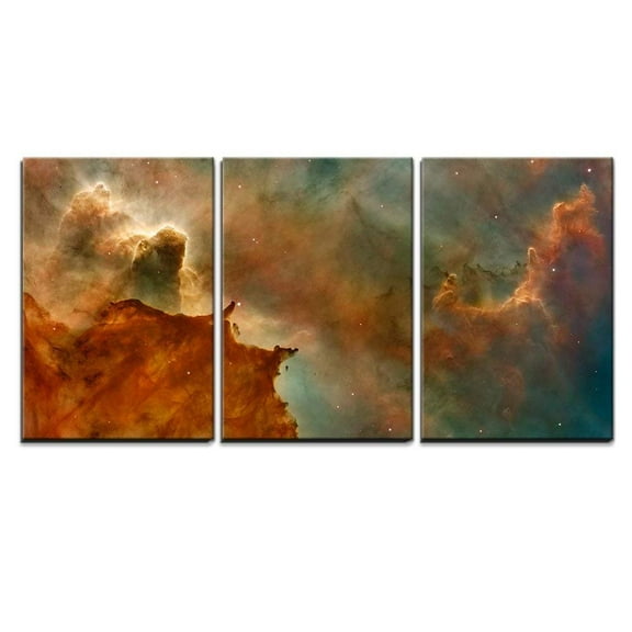 wall26 - 3 Piece Canvas Wall Art - Abstract Universe Concept - Modern Home Art Stretched and Framed Ready to Hang - 16"x24"x3 Panels