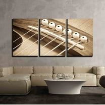 wall26 - 3 Piece Canvas Wall Art - an Acoustic Guitar Bridge in Grunge Retro Style - Modern Home Art Stretched and Framed Ready to Hang - 24"x36"x3 Panels