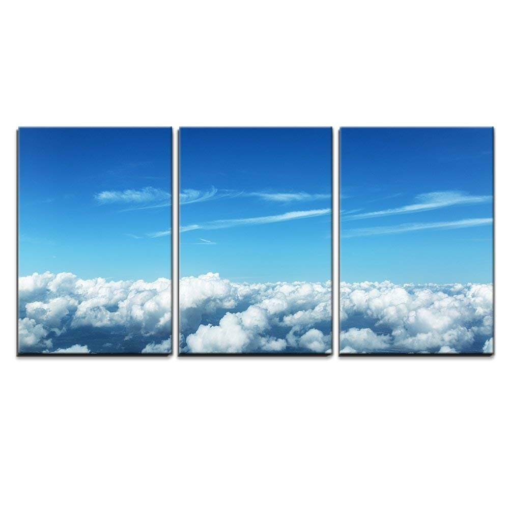 wall26 - 3 Piece Canvas Wall Art - Aerial View of Clouds and Landscape ...