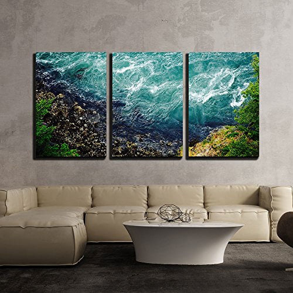 wall26 - 3 Piece Canvas Wall Art - Aerial View of The Seashore - Modern ...