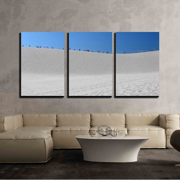 wall26 - 3 Piece Canvas Wall Art - Africa People Going on The Dune Full Sunny Day - Modern Home Art Stretched and Framed Ready to Hang - 24"x36"x3 Panels