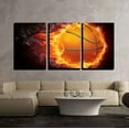 thumbnail image 1 of wall26 - 3 Piece Canvas Wall Art - Basketball Ball on Fire. 2D Graphics. Computer Design. - Modern Home Art Stretched and Framed Ready to Hang - 24"x36"x3 Panels, 1 of 4