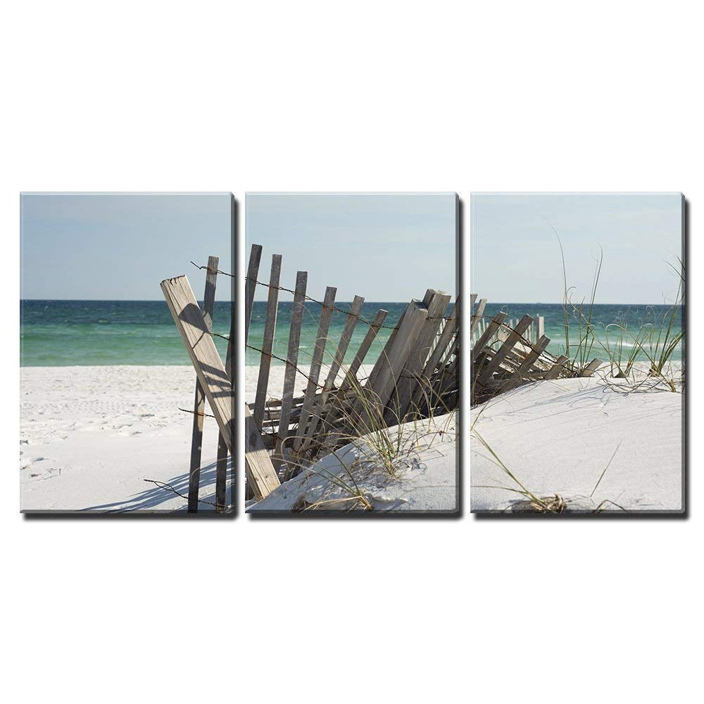wall26 - 3 Piece Canvas Wall Art - Beach Fence Near Pensacola Beach ...