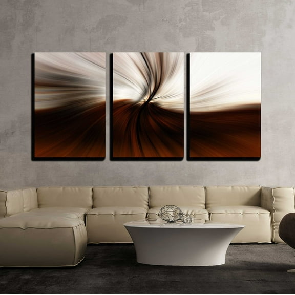 wall26 - 3 Piece Canvas Wall Art - a Beautiful Brown/Orange Swirl Abstract Design - Modern Home Art Stretched and Framed Ready to Hang - 24"x36"x3 Panels