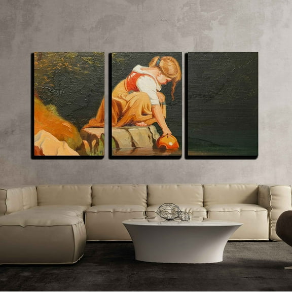 wall26 - 3 Piece Canvas Wall Art - Beautiful Image of an Original Oil Painting on Canvas - Modern Home Art Stretched and Framed Ready to Hang - 16"x24"x3 Panels