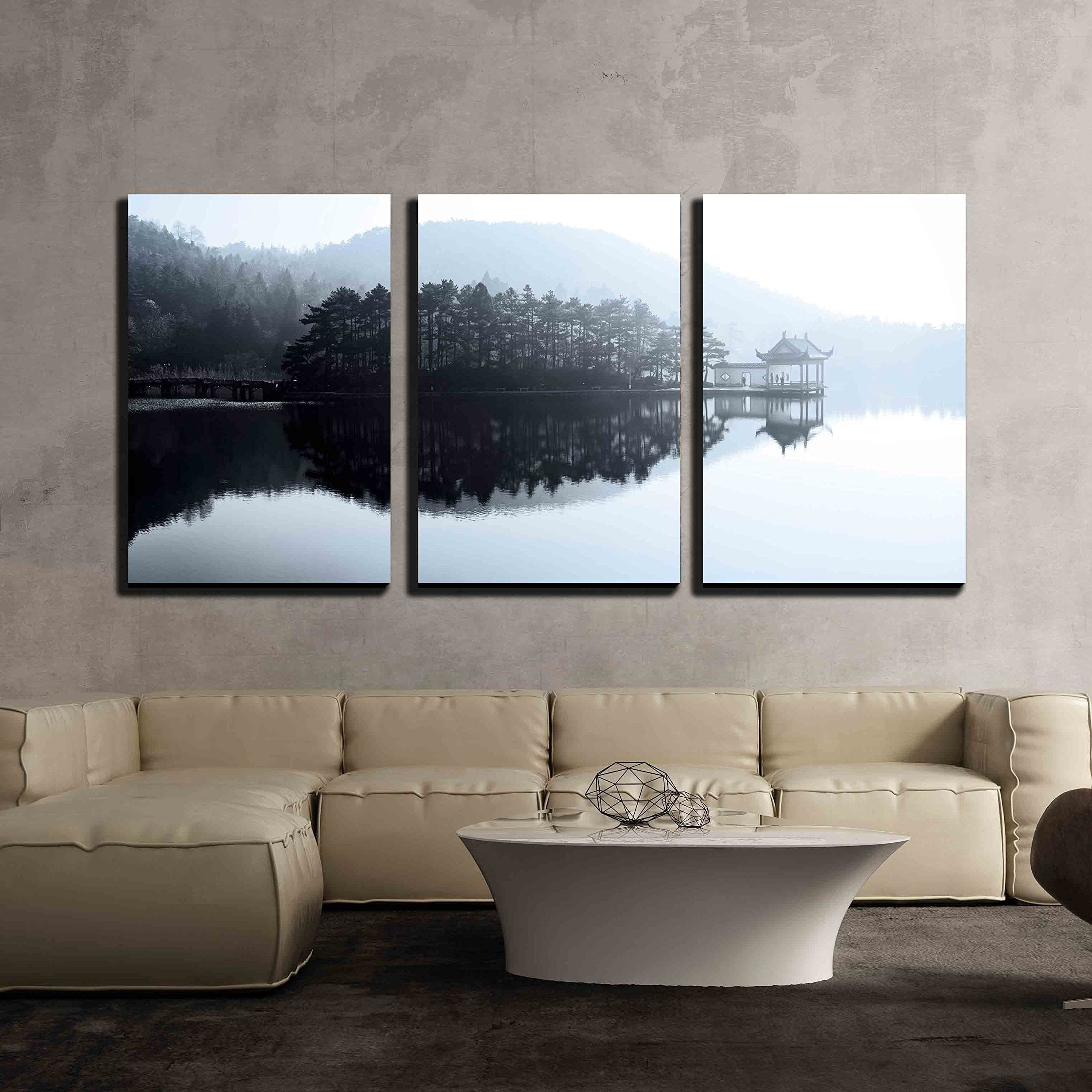 wall26 - 3 Piece Canvas Wall Art - Beautiful Lake Like a Painting ...