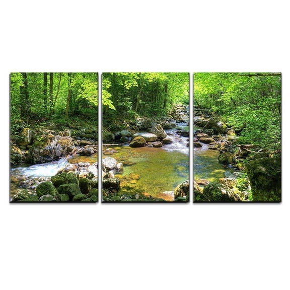 wall26 - 3 Piece Canvas Wall Art - Beautiful Landscape/Scenery Forest Stream Smolny in Russian Primorye Reserve in Autumn - Modern Home Art Stretched and Framed Ready to Hang - 24"x36"x3 Pa