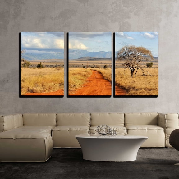 wall26 - 3 Piece Canvas Wall Art - Beautiful Landscape with Tree in Africa - Modern Home Art Stretched and Framed Ready to Hang - 24"x36"x3 Panels