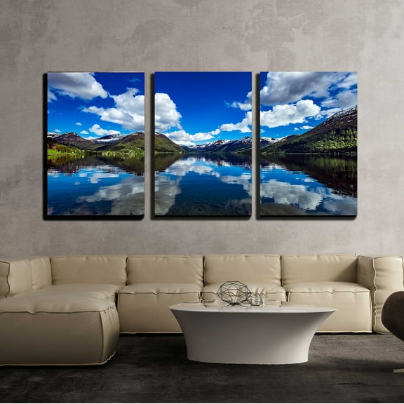 wall26 - 3 Piece Canvas Wall Art - Beautiful Nature Norway Natural Landscape. - Modern Home Art Stretched and Framed Ready to Hang - 16"x24"x3 Panels