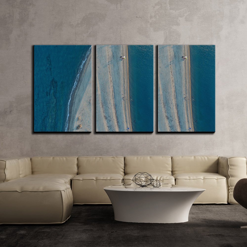wall26 - 3 Piece Canvas Wall Art - Bird's Eye View of Beach Through The ...