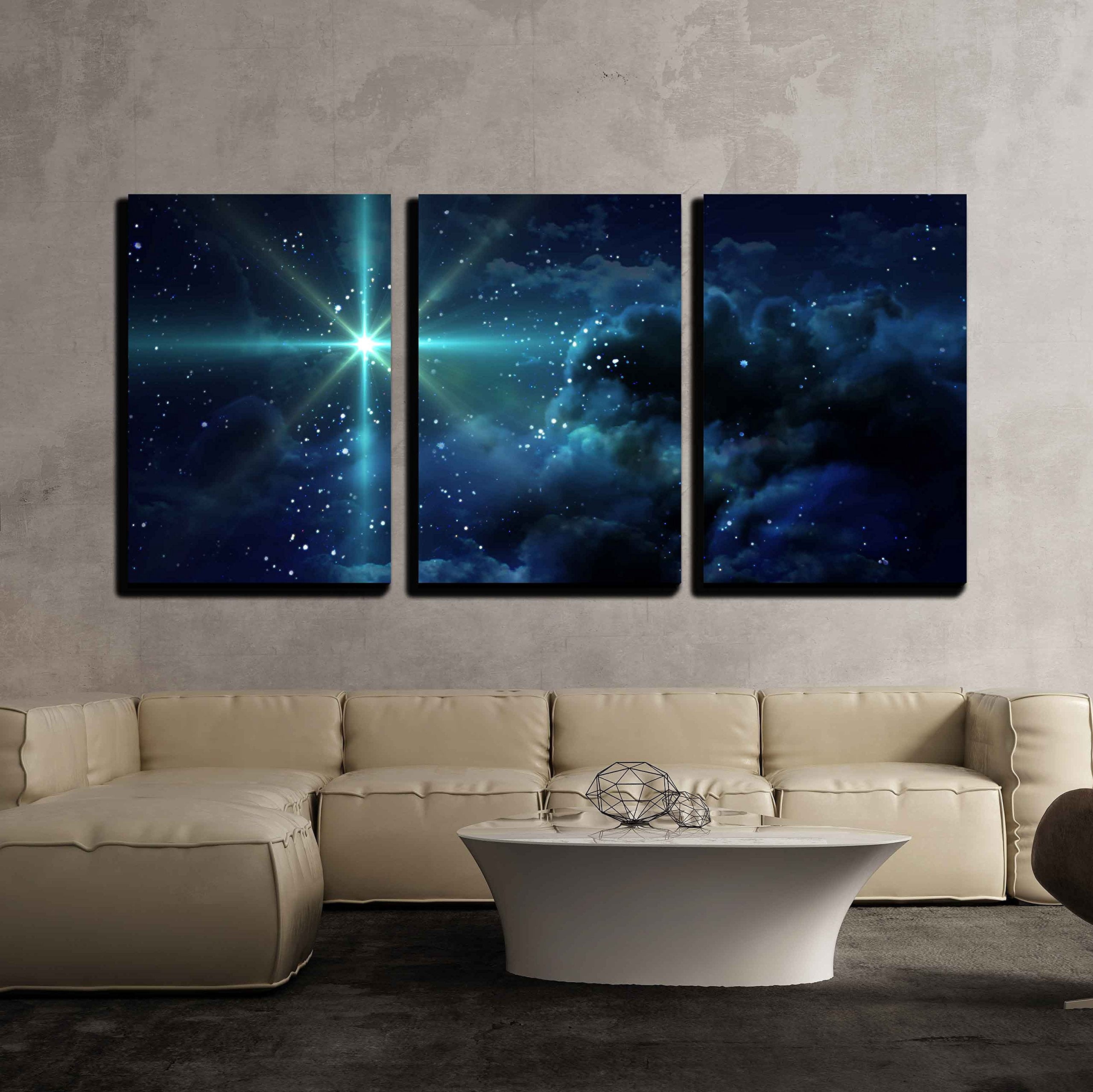 wall26 - 3 Piece Canvas Wall Art -Bright Star in Space - Modern Home ...