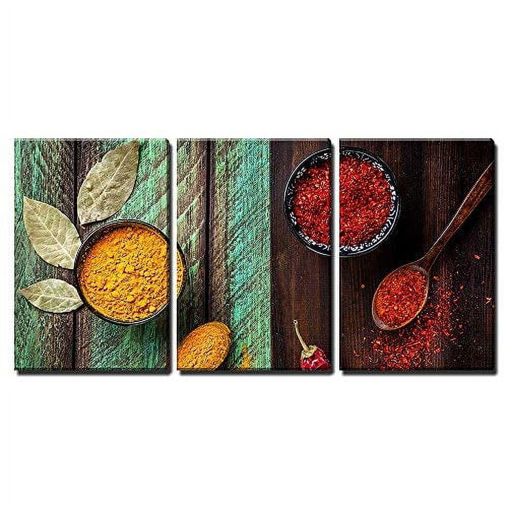 wall26 - 3 Piece Canvas Wall Art - Chili, Paprika, Turmeric and Bay ...